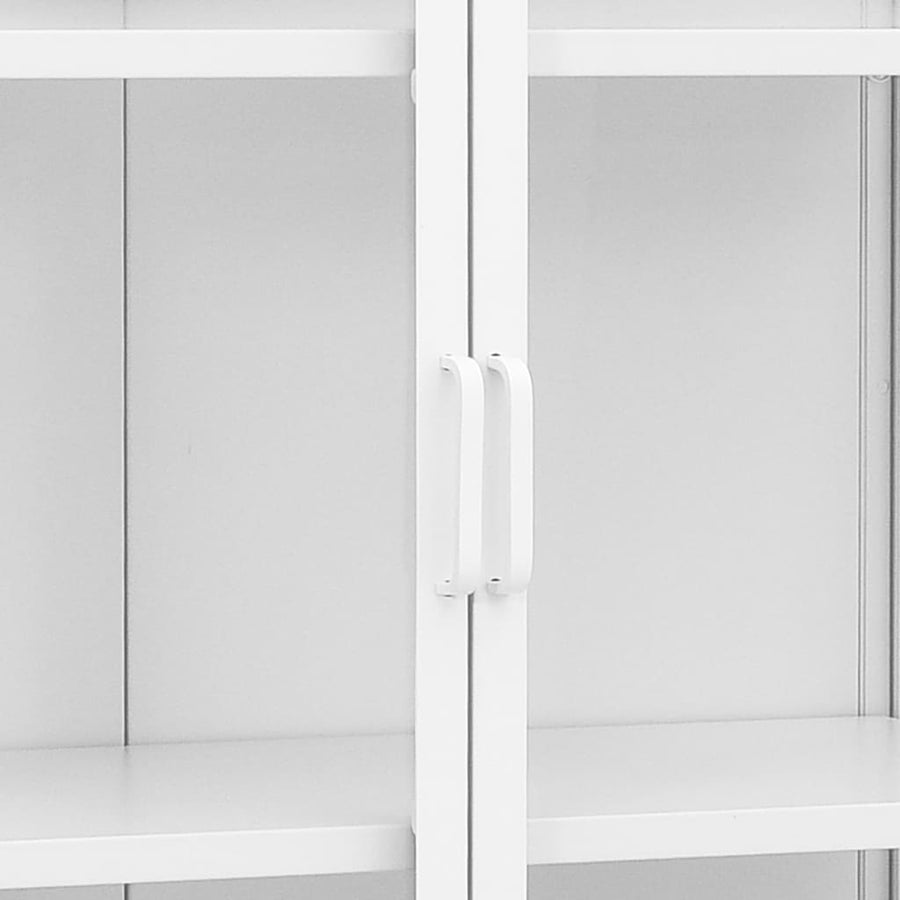 Hoge kast 80x35x135 cm staal en gehard glas wit