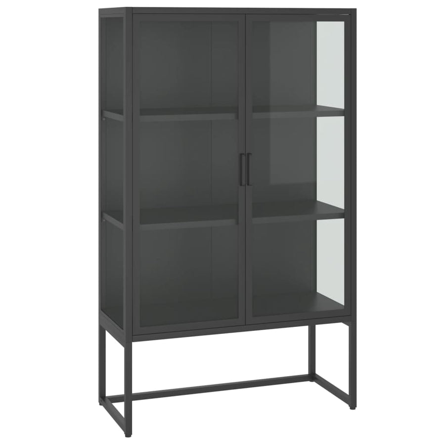 Hoge Kast 80X35X135 Cm Staal En Gehard Glas Kleurig Antraciet