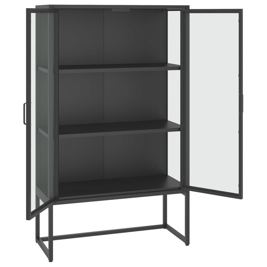 Hoge Kast 80X35X135 Cm Staal En Gehard Glas Kleurig Antraciet