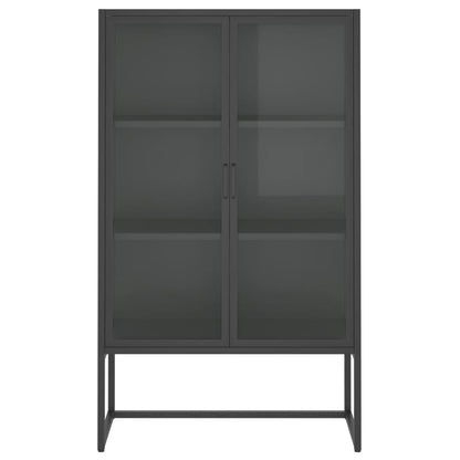 Hoge Kast 80X35X135 Cm Staal En Gehard Glas Kleurig Antraciet