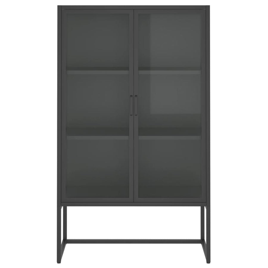 Hoge Kast 80X35X135 Cm Staal En Gehard Glas Kleurig Antraciet