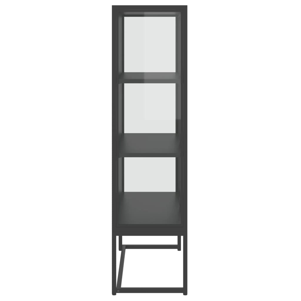 Hoge Kast 80X35X135 Cm Staal En Gehard Glas Kleurig Antraciet