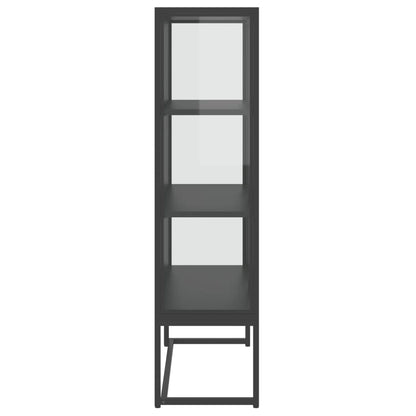 Hoge Kast 80X35X135 Cm Staal En Gehard Glas Kleurig Antraciet
