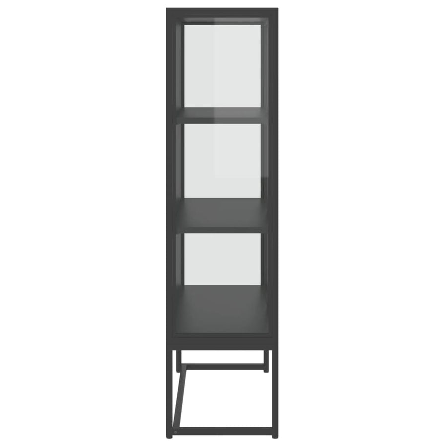Hoge Kast 80X35X135 Cm Staal En Gehard Glas Kleurig Antraciet