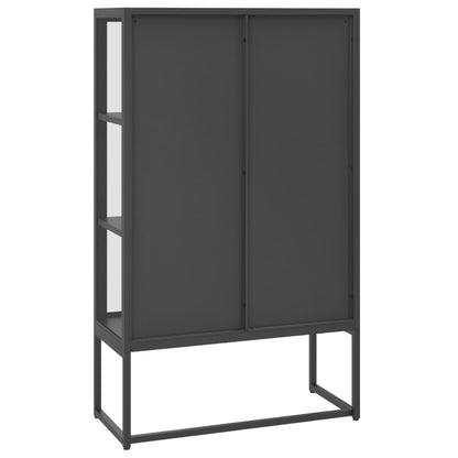 Hoge Kast 80X35X135 Cm Staal En Gehard Glas Kleurig Antraciet