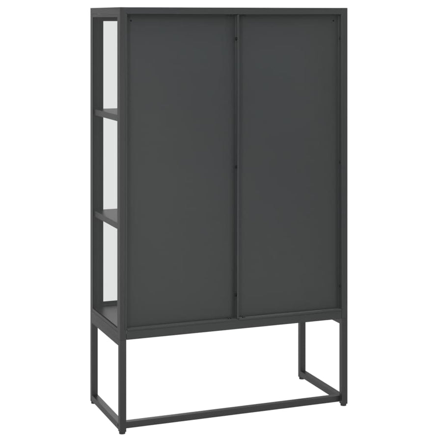 Hoge Kast 80X35X135 Cm Staal En Gehard Glas Kleurig Antraciet