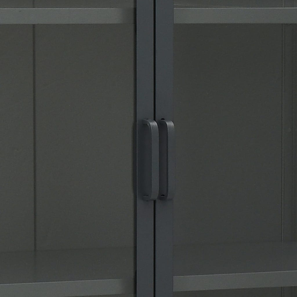 Hoge Kast 80X35X135 Cm Staal En Gehard Glas Kleurig Antraciet