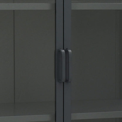Hoge Kast 80X35X135 Cm Staal En Gehard Glas Kleurig Antraciet