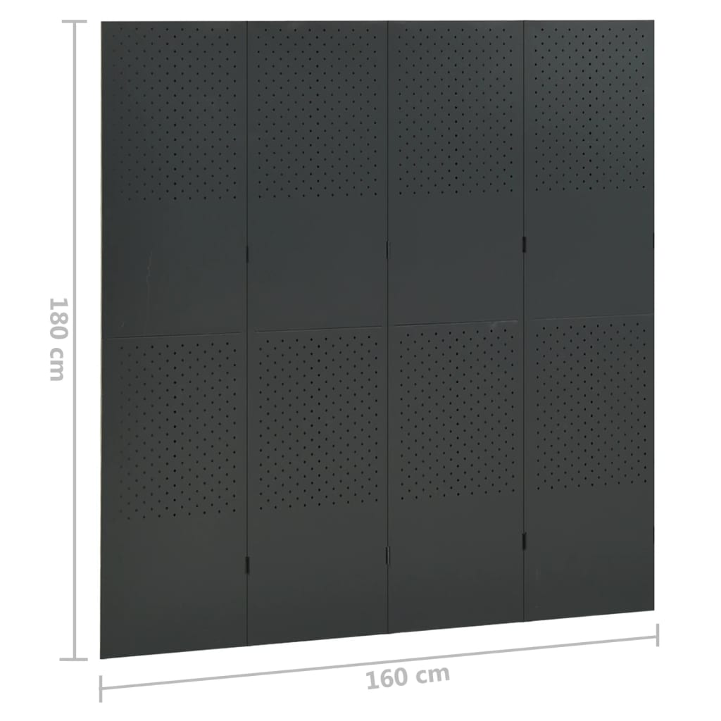 Kamerscherm Met 4 Panelen Staal Kleurig 1