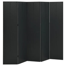 Kamerscherm met 5 panelen 200x180 cm staal zwart
