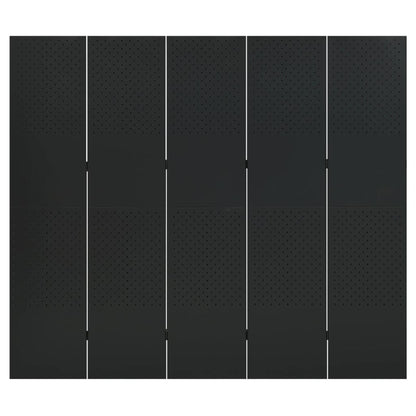 Kamerscherm met 5 panelen 200x180 cm staal zwart