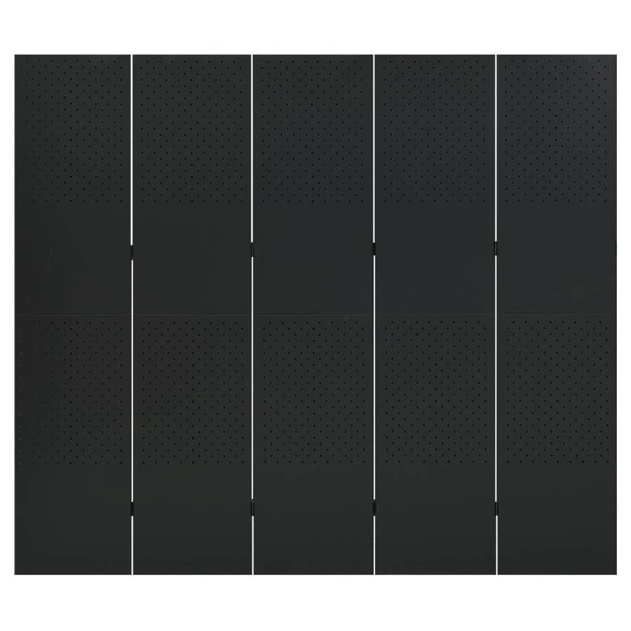 Kamerscherm met 5 panelen 200x180 cm staal zwart