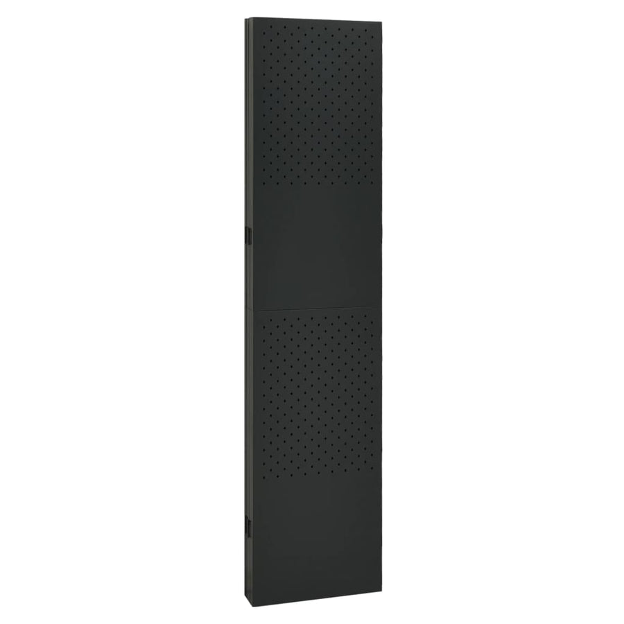 Kamerscherm met 5 panelen 200x180 cm staal zwart