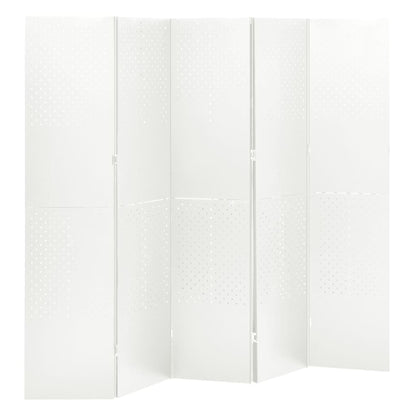 Kamerscherm met 5 panelen 200x180 cm staal wit