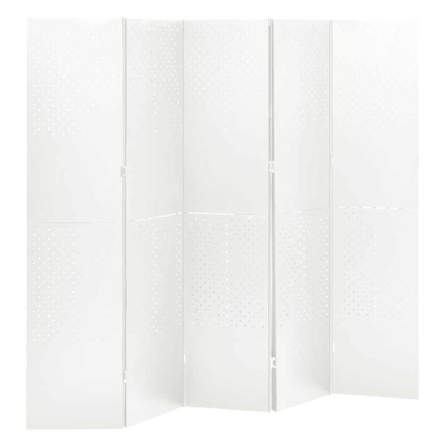 Kamerscherm met 5 panelen 200x180 cm staal wit