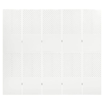 Kamerscherm met 5 panelen 200x180 cm staal wit