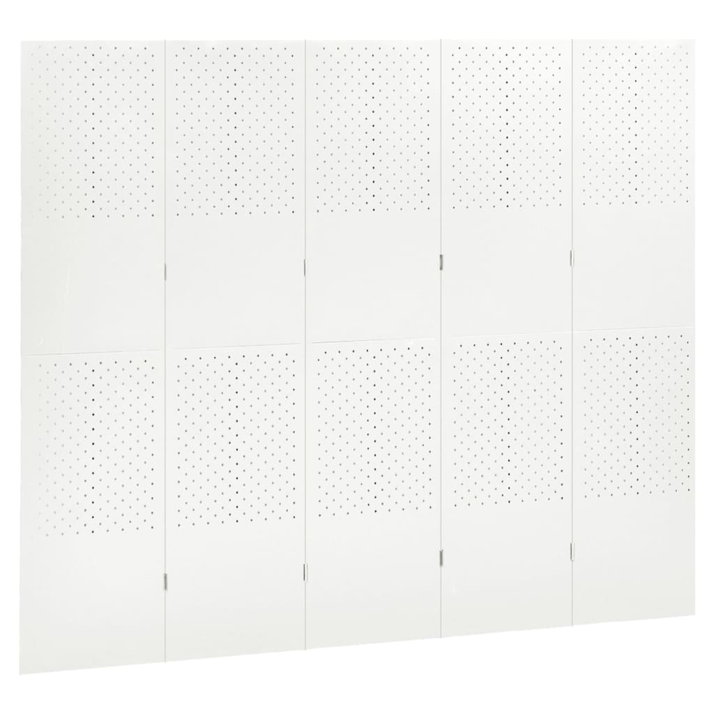 Kamerscherm met 5 panelen 200x180 cm staal wit