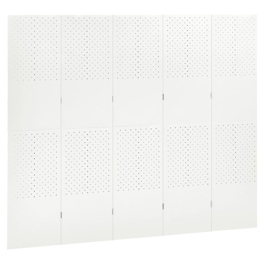 Kamerscherm met 5 panelen 200x180 cm staal wit