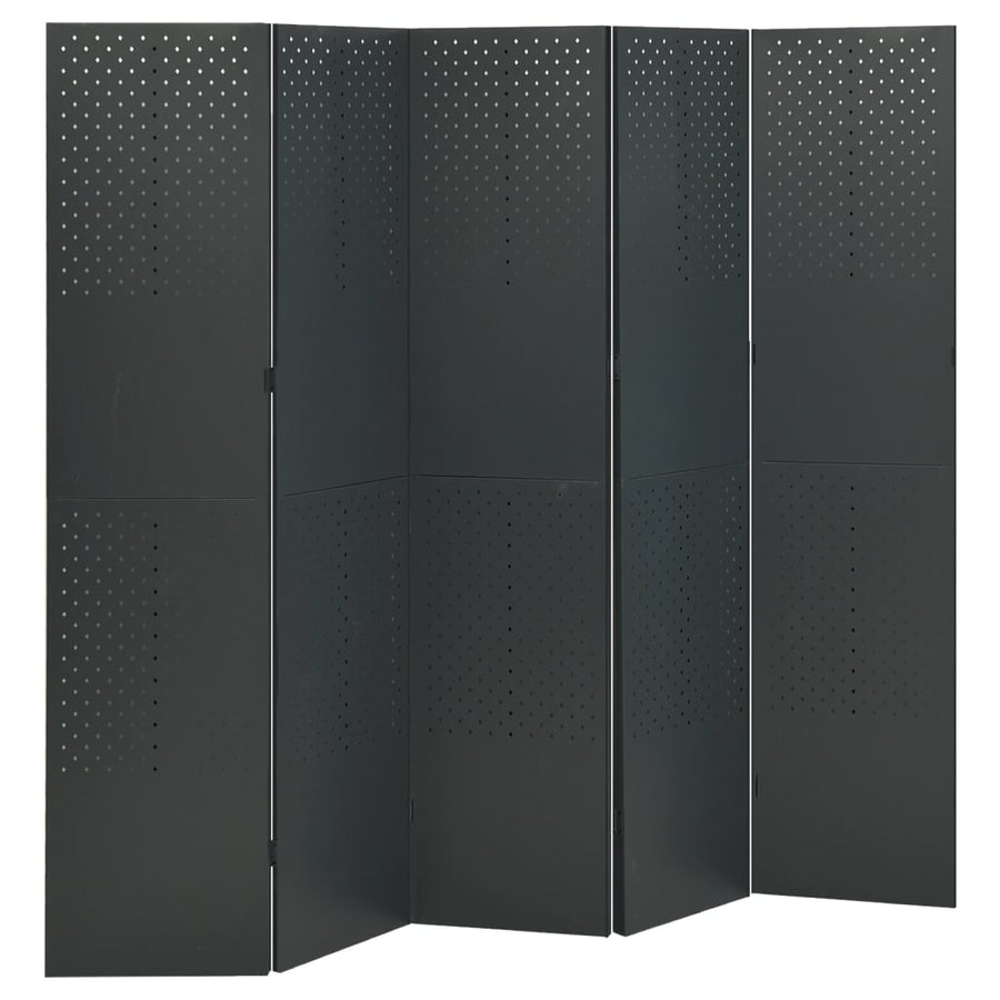 Kamerscherm Met 5 Panelen Staal Kleurig 1