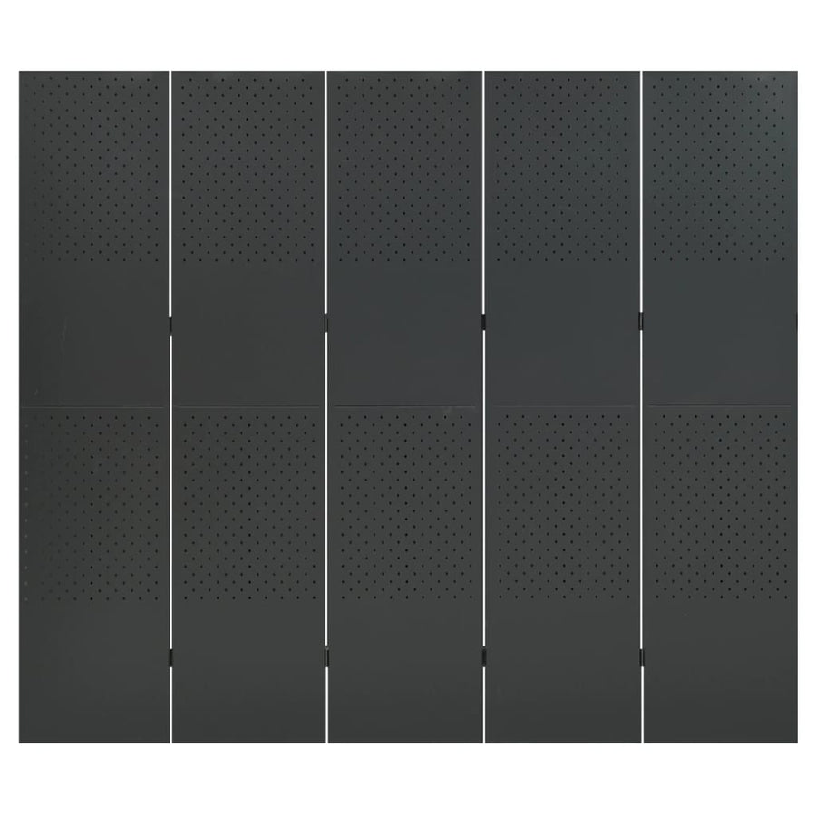 Kamerscherm Met 5 Panelen Staal Kleurig 1