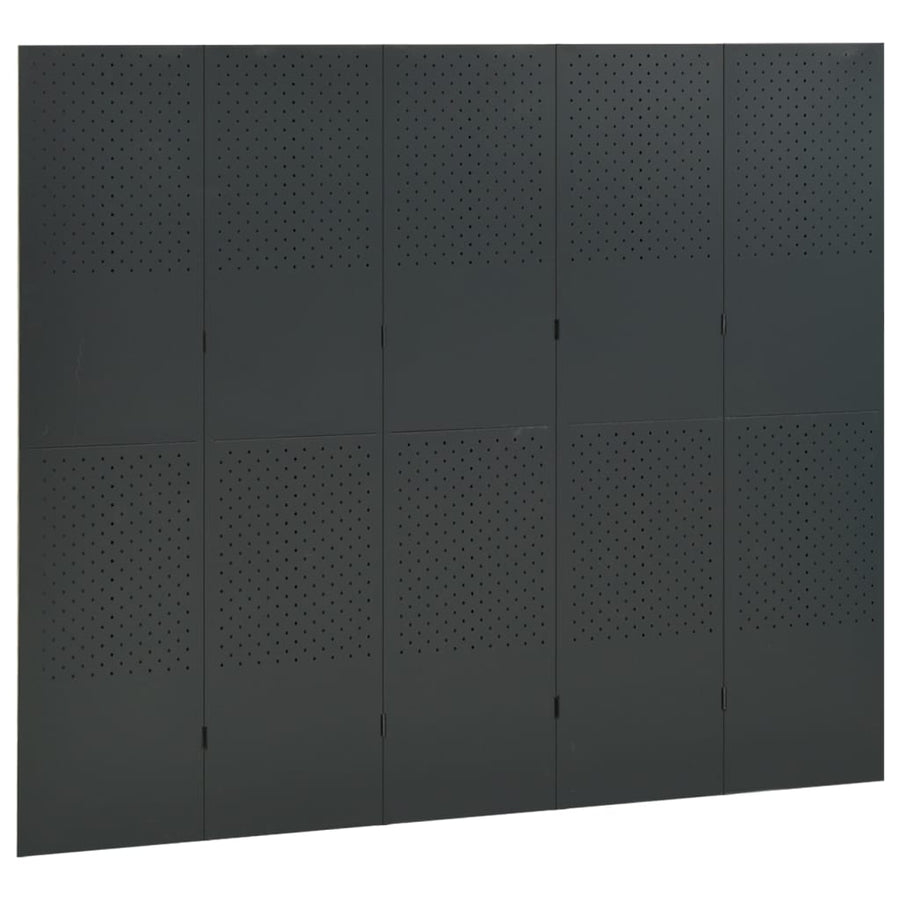 Kamerscherm Met 5 Panelen Staal Kleurig 1