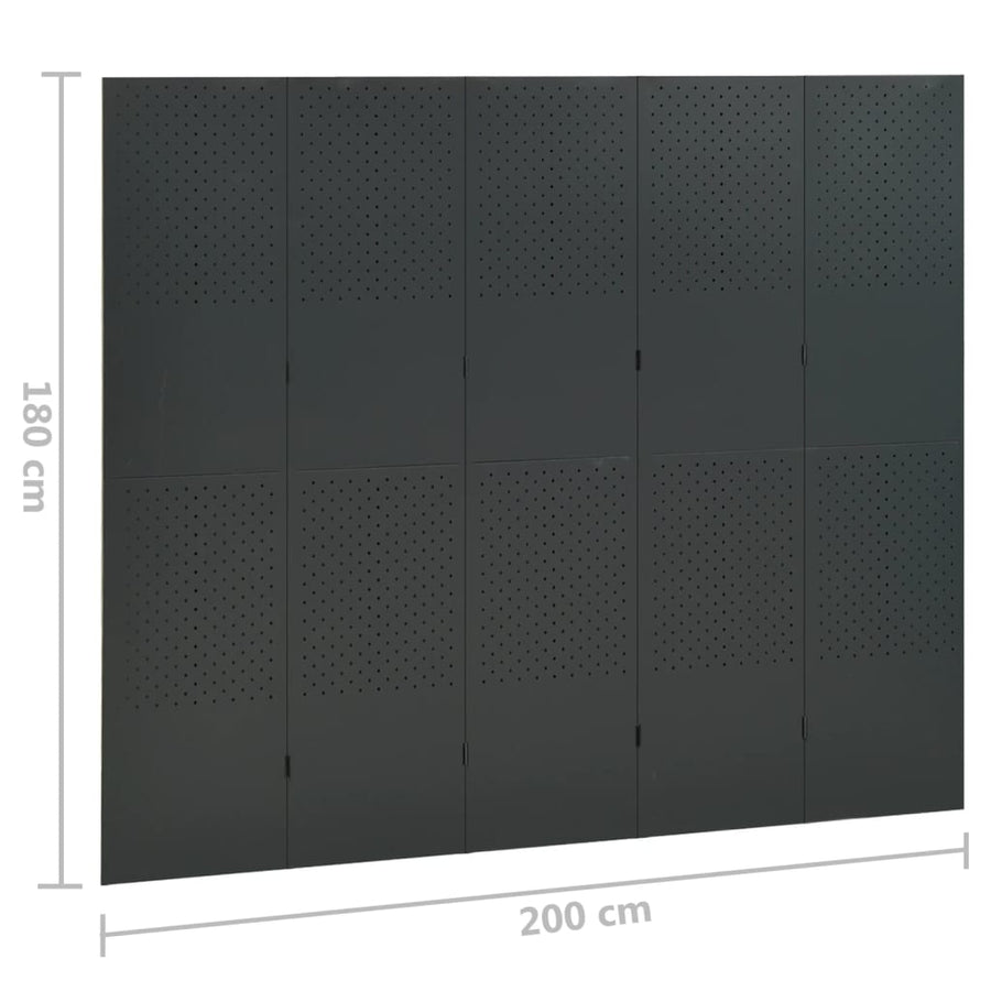 Kamerscherm Met 5 Panelen Staal Kleurig 1