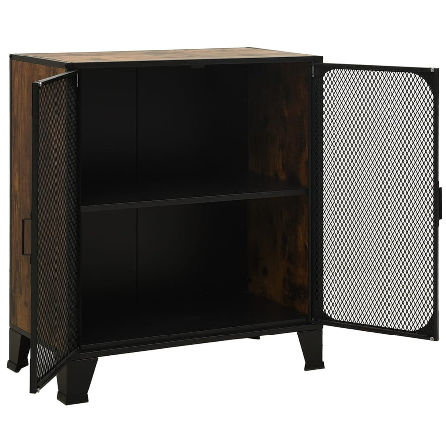Opbergkast 72X36X82 Cm Metaal En Mdf Rustiek Bruin 1