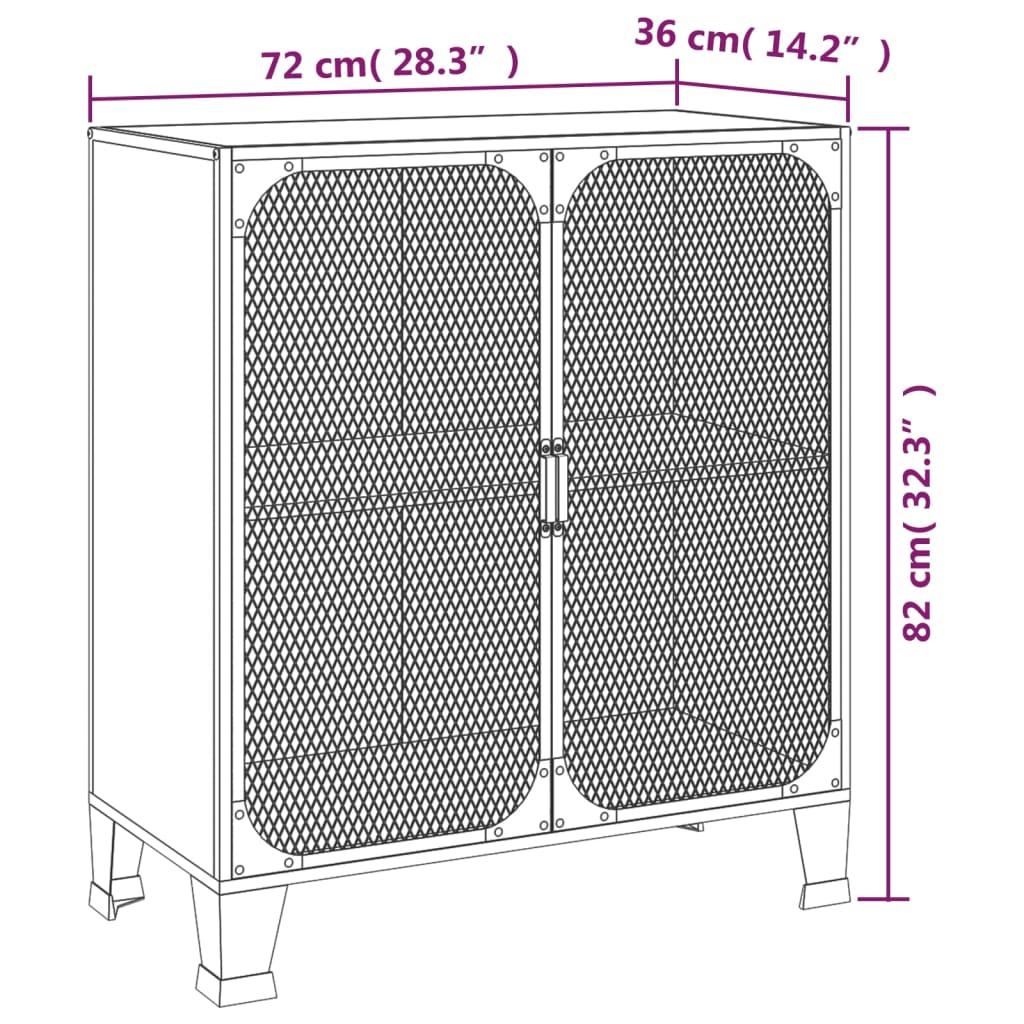 Opbergkast 72X36X82 Cm Metaal En Mdf Rustiek Bruin 1