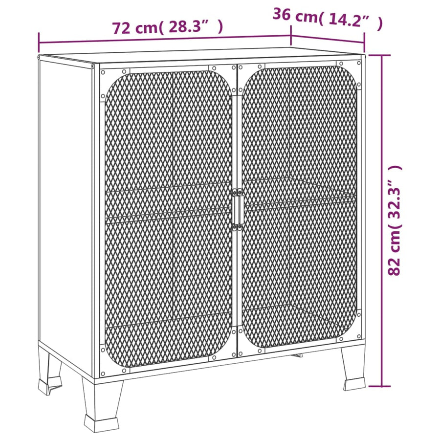 Opbergkast 72X36X82 Cm Metaal En Mdf Rustiek Bruin 1