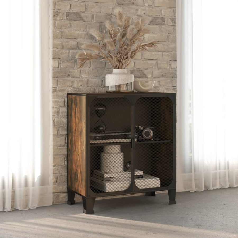Opbergkast 72X36X82 Cm Metaal En Mdf Rustiek Bruin 1