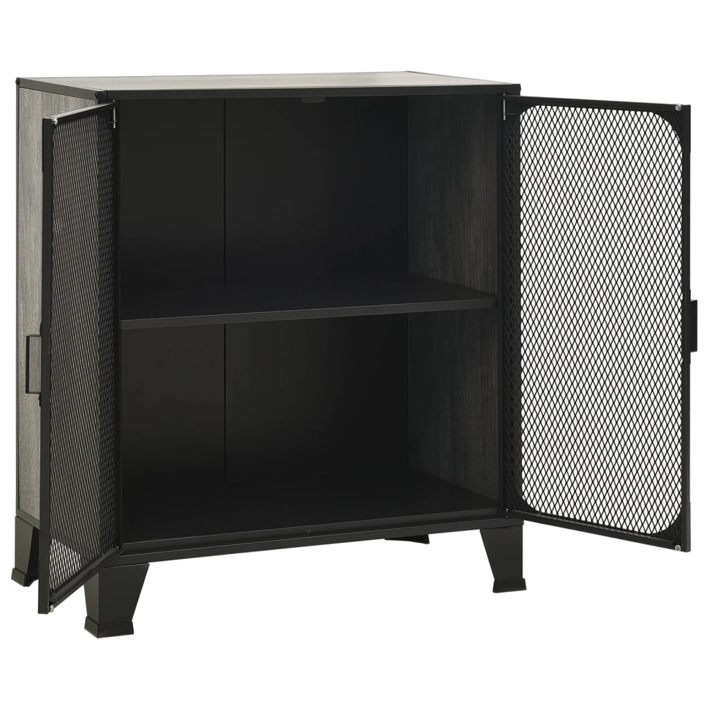 Opbergkast 72x36x82 cm metaal en MDF grijs
