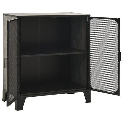 Opbergkast 72x36x82 cm metaal en MDF grijs