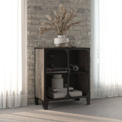 Opbergkast 72x36x82 cm metaal en MDF grijs