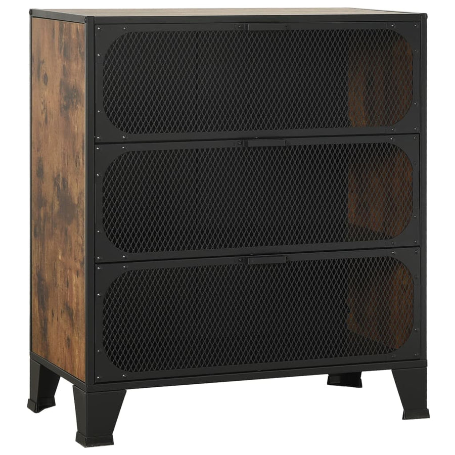 Opbergkast 72X36X82 Cm Metaal En Mdf Rustiek Bruin 1 rustic brown