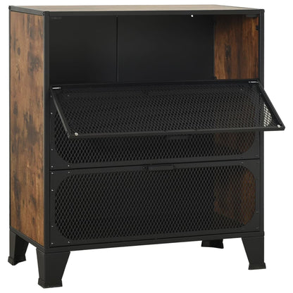 Opbergkast 72X36X82 Cm Metaal En Mdf Rustiek Bruin 1 rustic brown