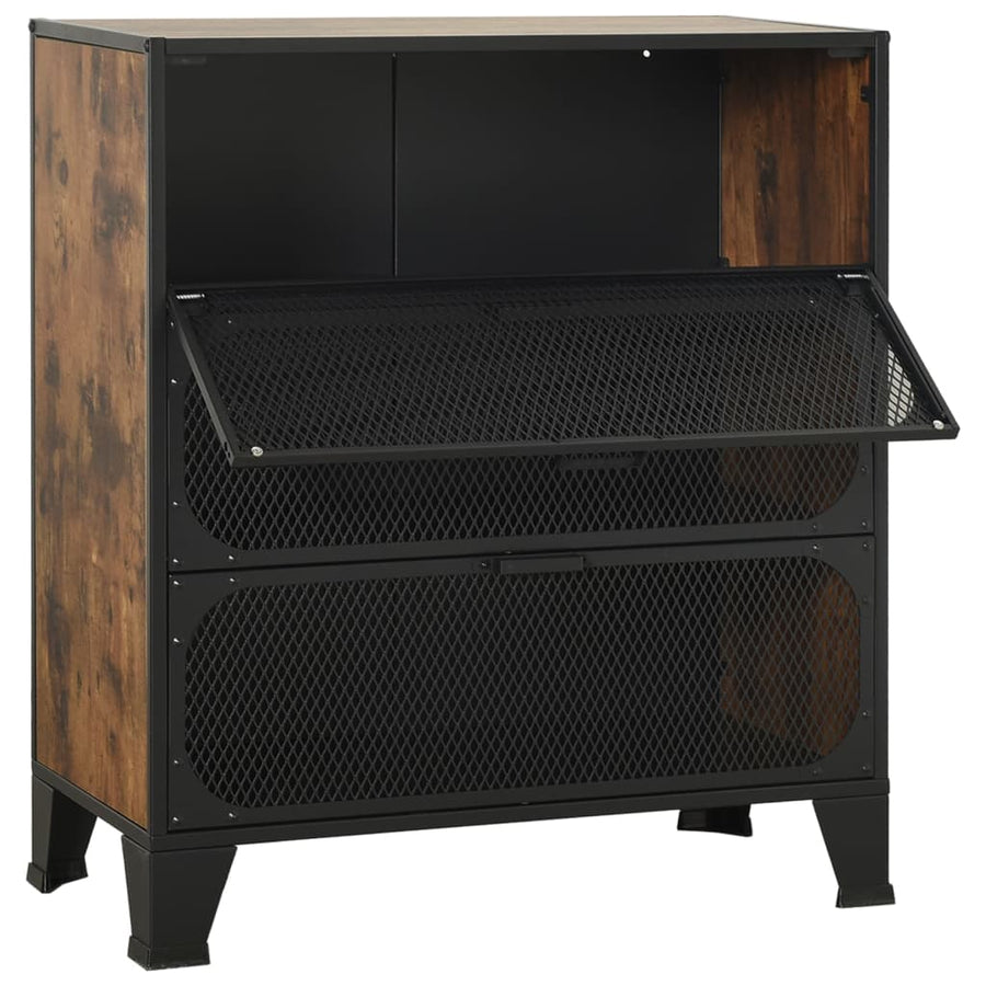 Opbergkast 72X36X82 Cm Metaal En Mdf Rustiek Bruin 1 rustic brown