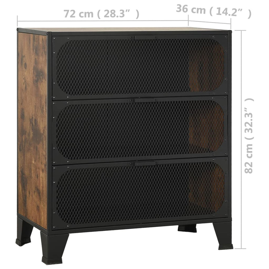 Opbergkast 72X36X82 Cm Metaal En Mdf Rustiek Bruin 1 rustic brown