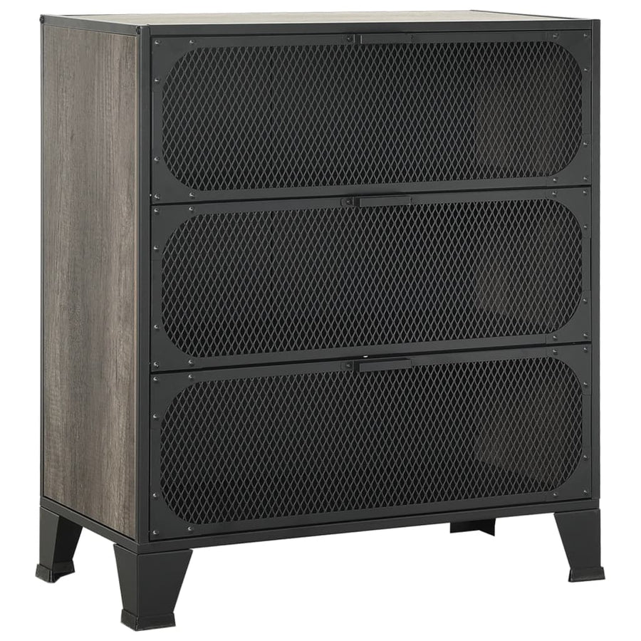 Opbergkast 72X36X82 Cm Metaal En Mdf 1 Grijs