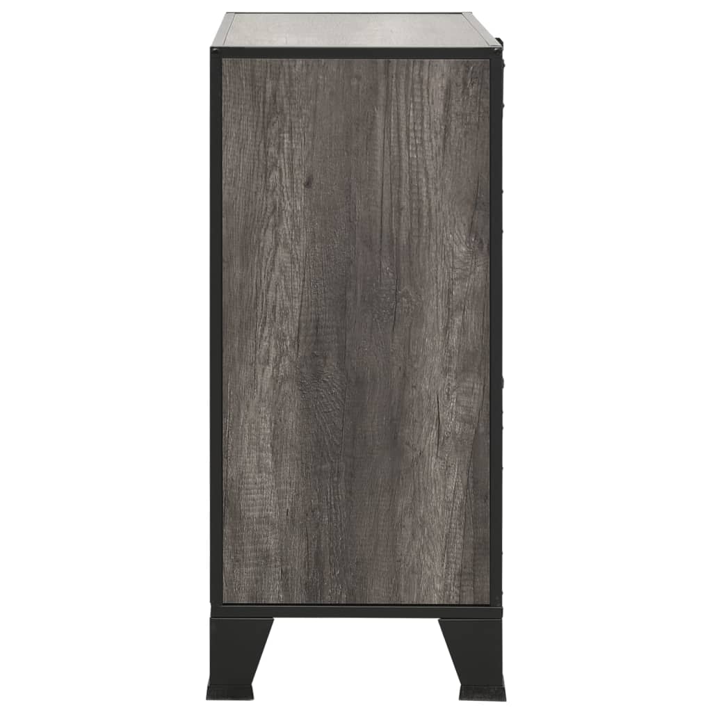 Opbergkast 72X36X82 Cm Metaal En Mdf 1 Grijs