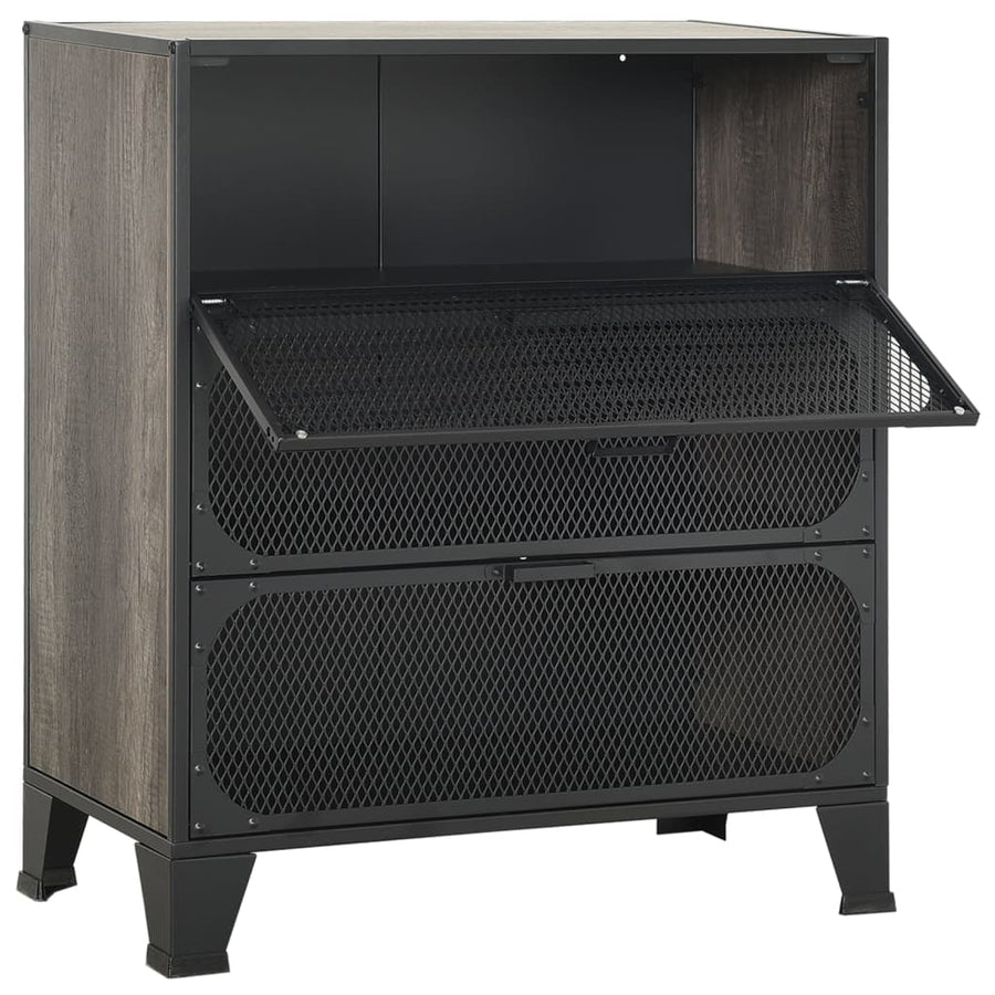 Opbergkast 72X36X82 Cm Metaal En Mdf 1 Grijs