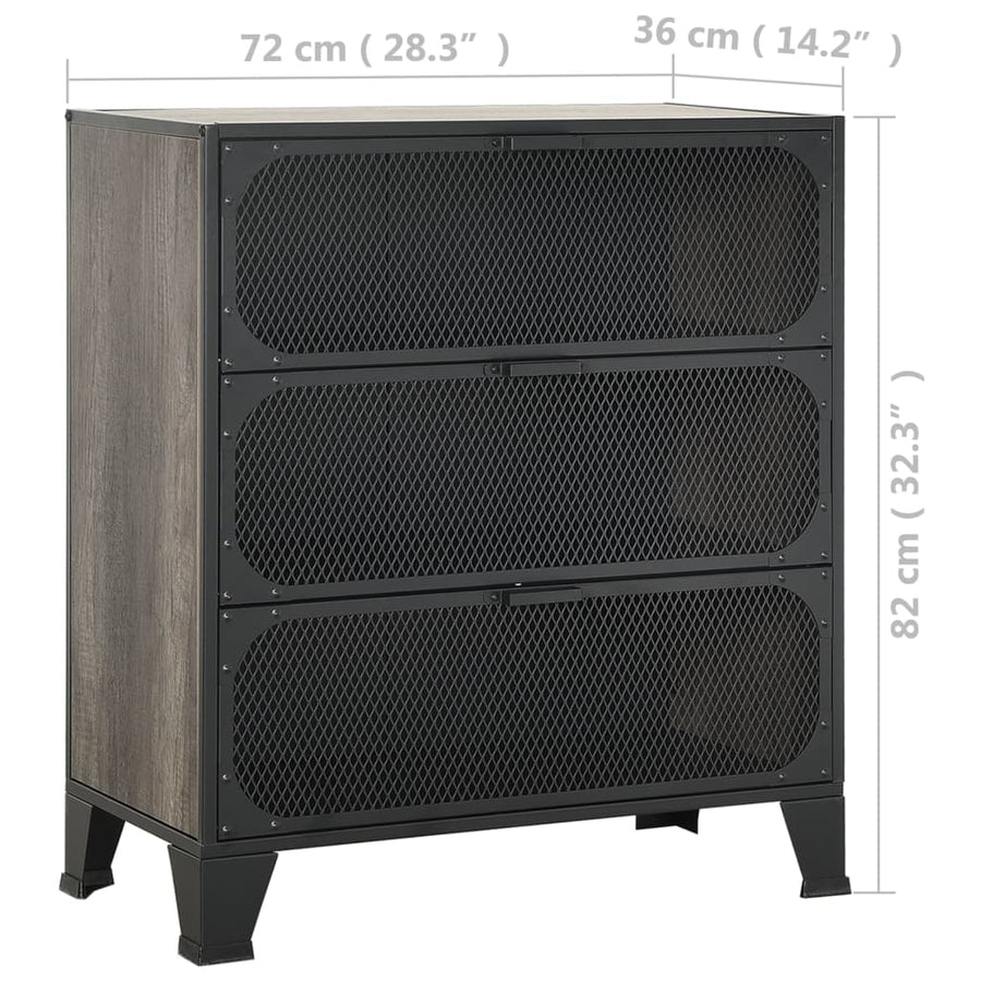 Opbergkast 72X36X82 Cm Metaal En Mdf 1 Grijs