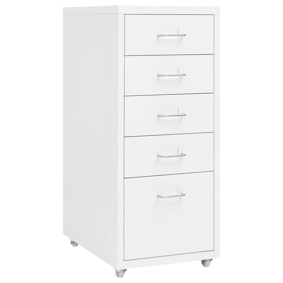 Ladeblok Verrijdbaar 28X4X69 Cm Metaal Wit 5 lades
