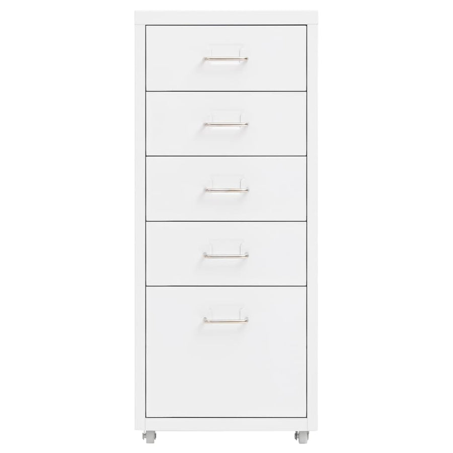 Ladeblok Verrijdbaar 28X4X69 Cm Metaal Wit 5 lades
