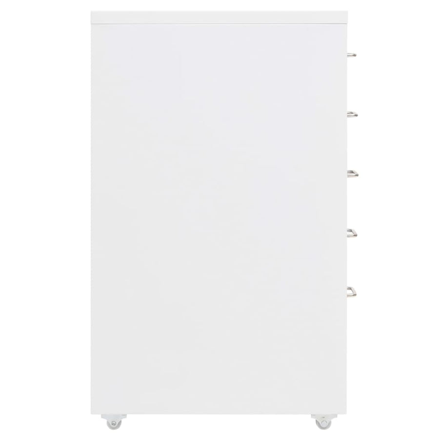 Ladeblok Verrijdbaar 28X4X69 Cm Metaal Wit 5 lades