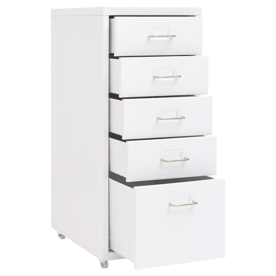 Ladeblok Verrijdbaar 28X4X69 Cm Metaal Wit 5 lades