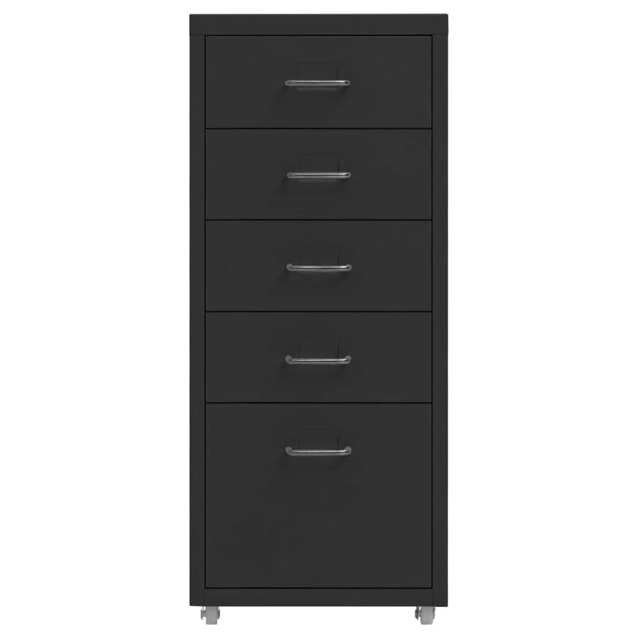 Ladeblok Verrijdbaar 28X4X69 Cm Metaal Zwart 5 lades