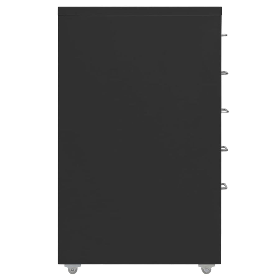 Ladeblok Verrijdbaar 28X4X69 Cm Metaal Zwart 5 lades