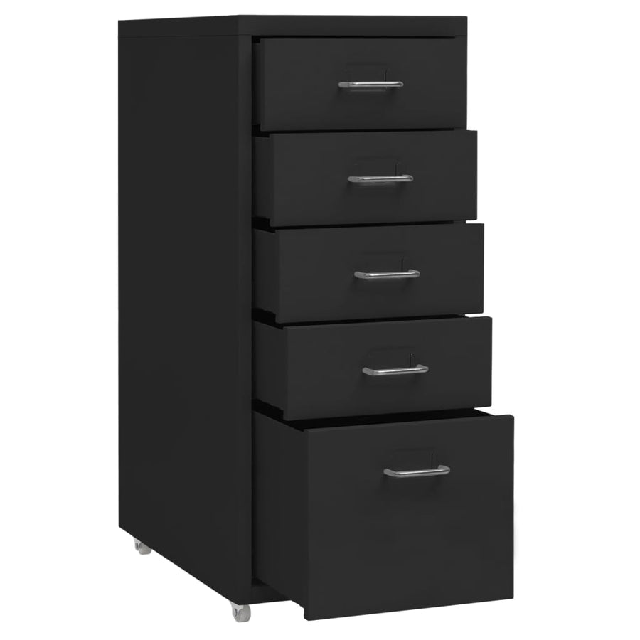 Ladeblok Verrijdbaar 28X4X69 Cm Metaal Zwart 5 lades