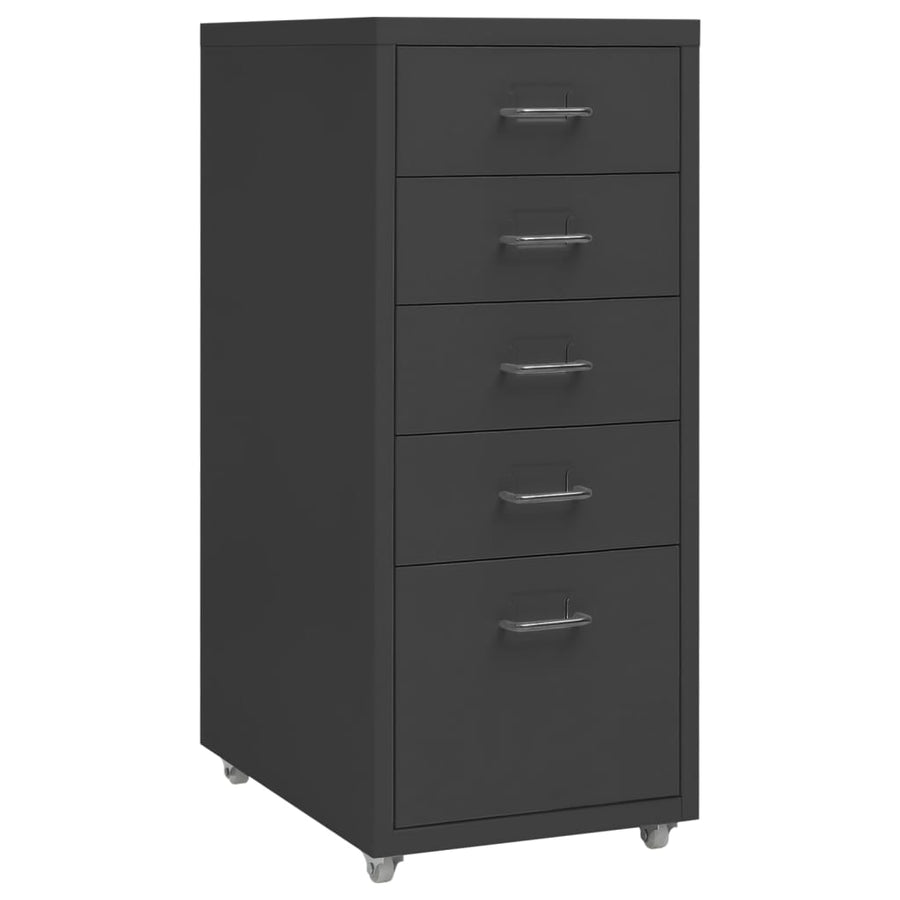 Ladeblok Verrijdbaar 28X4X69 Cm Metaal Kleurig Antraciet 5 lades