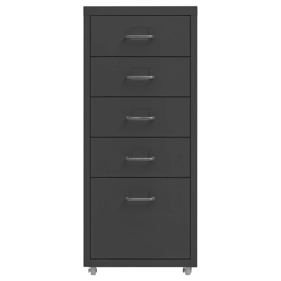 Ladeblok Verrijdbaar 28X4X69 Cm Metaal Kleurig Antraciet 5 lades